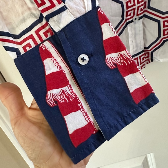 Tizzie Loafers Shirt Button Down Geometric Cotton Shirt - Picture 7 of 11